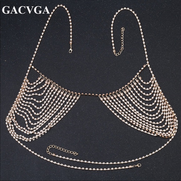 Gold Body Jewelry Bra Cover - Picture 3 of 3